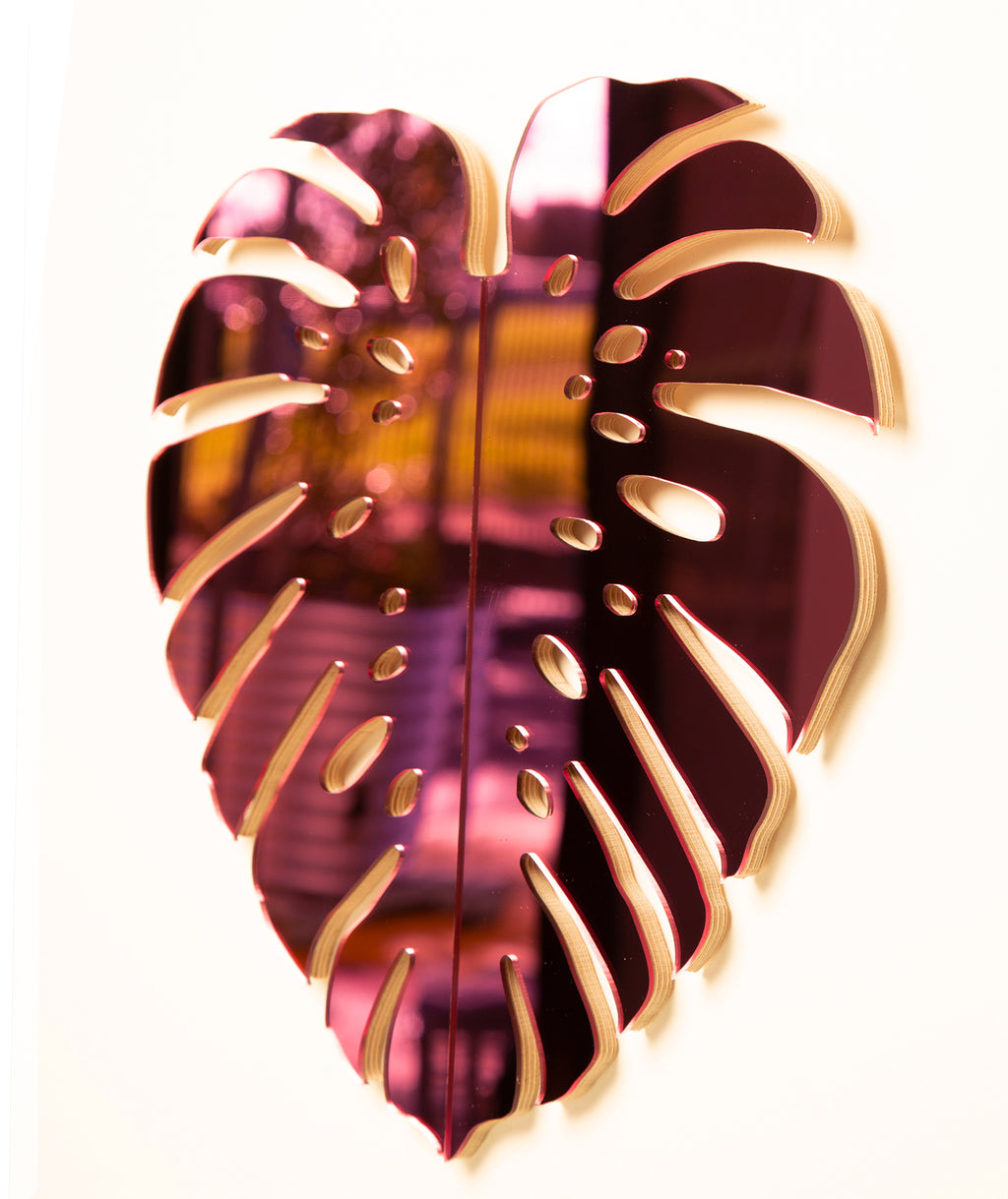 cb2 monstera leaf Pink Monstera Leaf Mirror – Bride & Wolfe