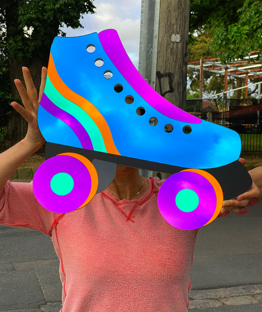 Blue Roller Skate Mirror 