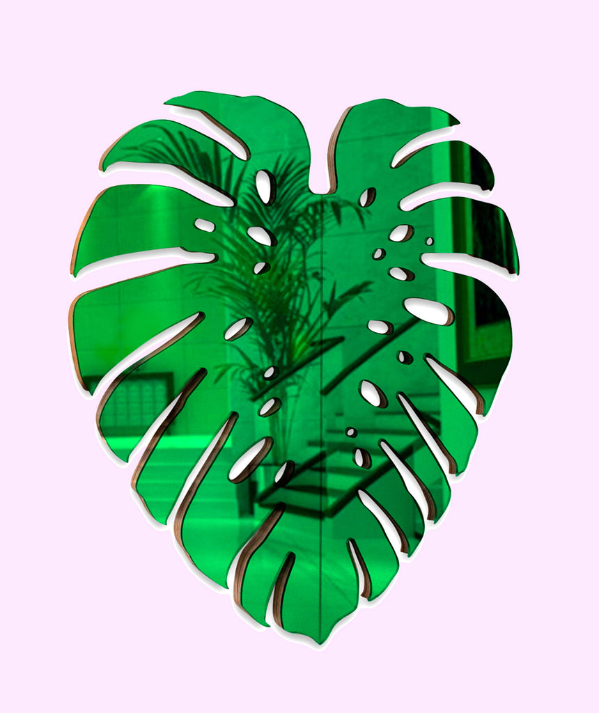 Green Monstera Leaf Mirror