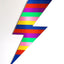 Multi-colour rainbow acrylic lightning bolt wall mirror by Bride & Wolfe