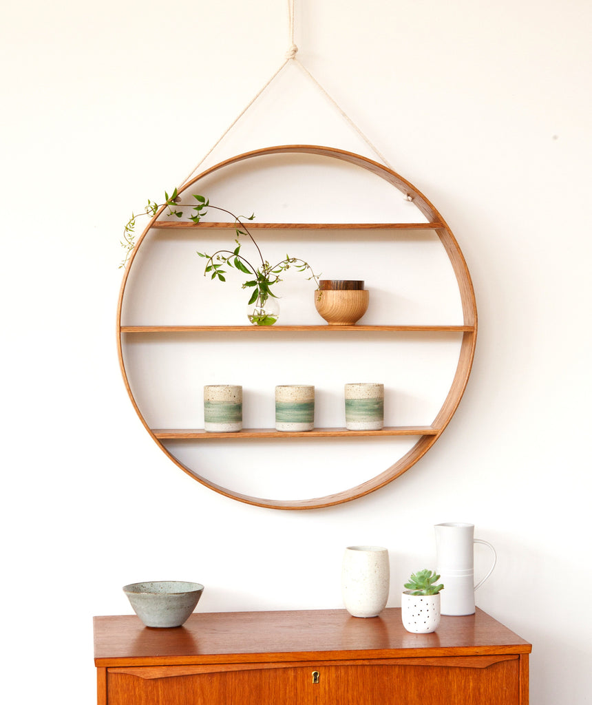 Large Oak Circle Shelf - Oiled Finish