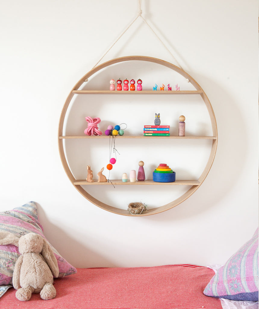 Large Oak Circle Shelf - Natural Finish