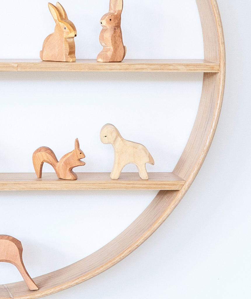 Oak Circle Shelf - Three Tier - Natural Finish