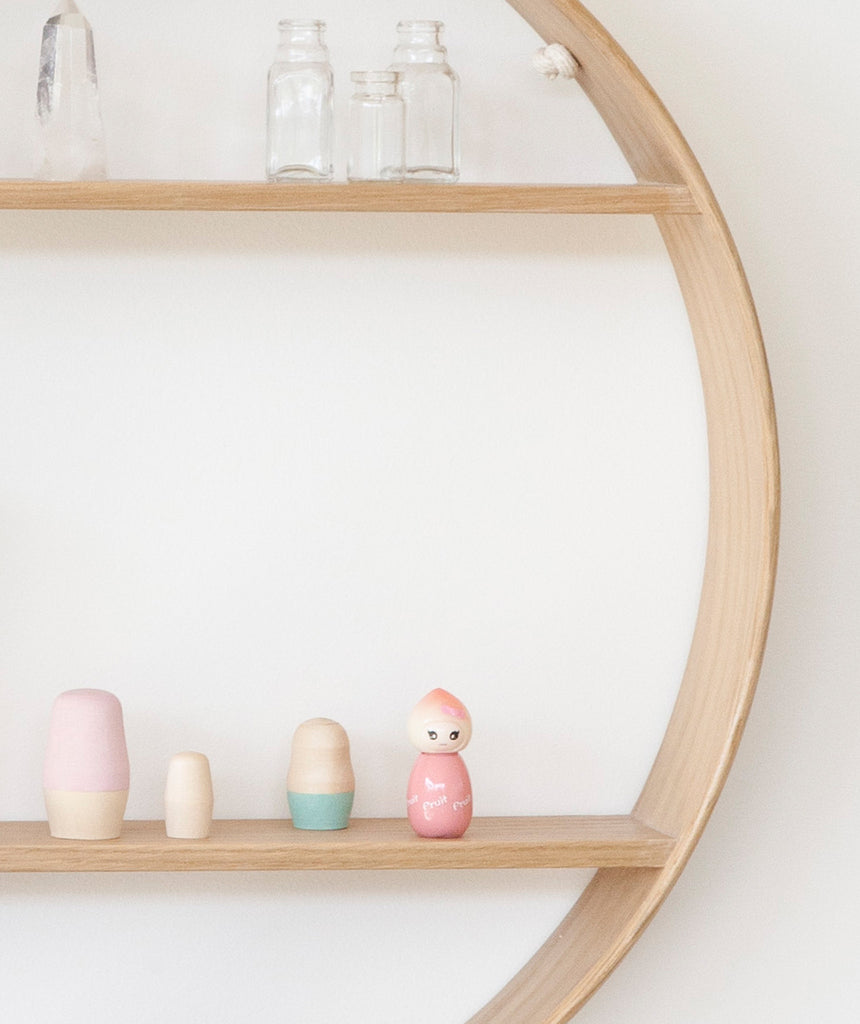 Oak Circle Shelf - Two Tier - Natural Finish