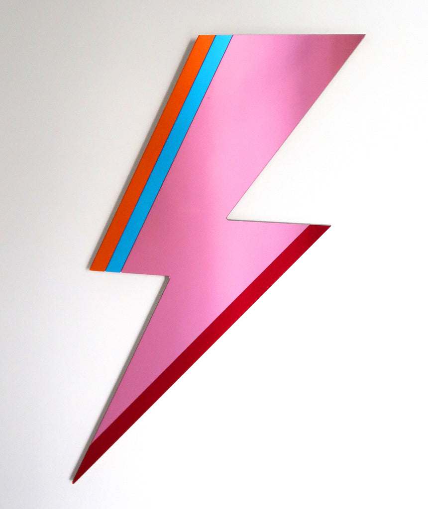 Pink acrylic lightning bolt wall mirror by Bride & Wolfe