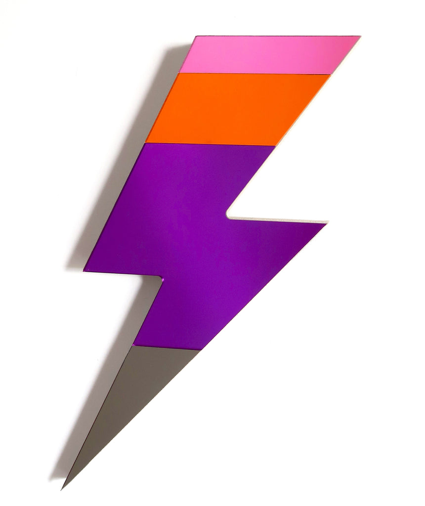 Purple acrylic lightning bolt wall mirror by Bride & Wolfe