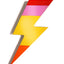 Yellow and orange acrylic lightning bolt wall mirror by Bride & Wolfe