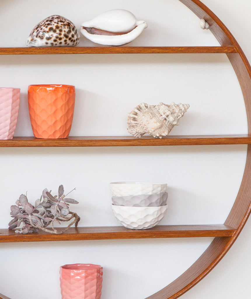 Oak Circle Shelf - Three Tier - Walnut Finish